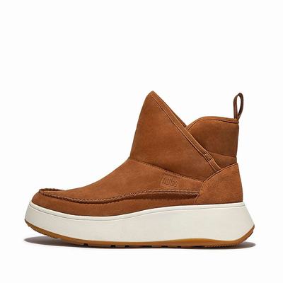 Buty Sportowe Fitflop F-MODE Nubuck-Mix Flatform Bootie Damskie Głęboka Brązowe | Polska-40378