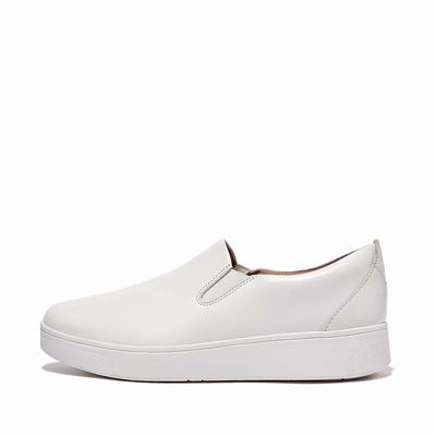 Buty Sportowe Fitflop RALLY Leather Slip-On Skate Damskie Białe | Polska-78531