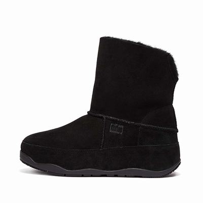 Buty Zimowe Fitflop Original MUKLUK SHORTY Double-Faced Shearling Damskie Czarne | Polska-78402