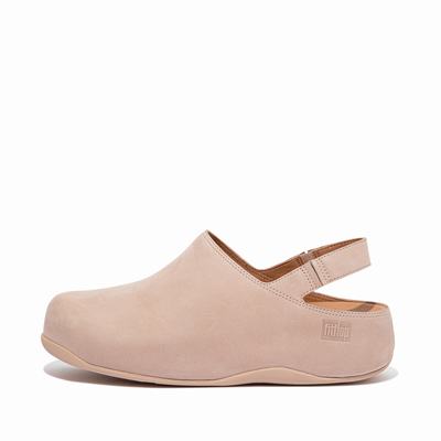 Chodaki Fitflop SHUV Nubuck Back-Strap Damskie Beżowe | Polska-97683