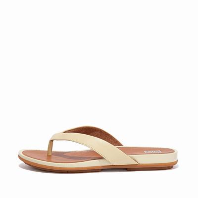 Japonki Fitflop GRACIE Wider-Fit Leather Damskie Żółte | Polska-29784