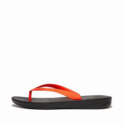 Japonki Fitflop IQUSHION Ergonomic Męskie Czarne Pomarańczowe | Polska-47092