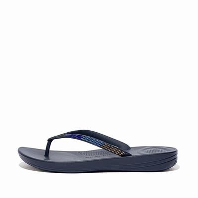 Japonki Fitflop IQUSHION Ombre Sparkle Damskie Granatowe | Polska-30467