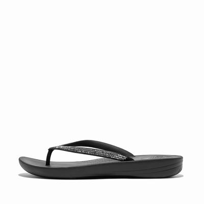 Japonki Fitflop IQUSHION Sparkle Ergonomic Damskie Czarne | Polska-86475