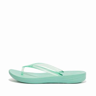 Japonki Fitflop IQUSHION Transparent Damskie Zielone | Polska-75129