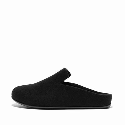 Kapcie Fitflop CHRISSIE II Haus Felt Damskie Czarne | Polska-93862