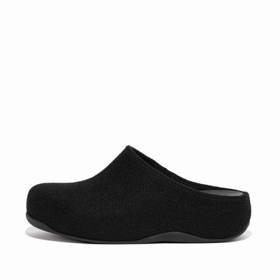 Kapcie Fitflop SHUV Cushy Felt Clog Damskie Czarne | Polska-06349