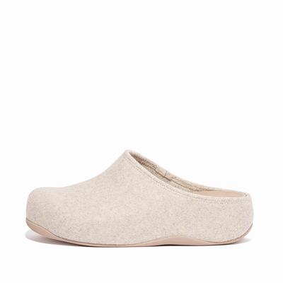 Kapcie Fitflop SHUV Cushy Felt Clog Damskie Białe | Polska-56240