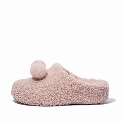 Kapcie Fitflop SHUV Pom-Pom Shearling Clog Damskie Różowe | Polska-37846