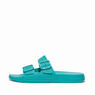 Klapki Fitflop IQUSHION Two-Bar Buckle Slides Damskie Niebieskie | Polska-41752