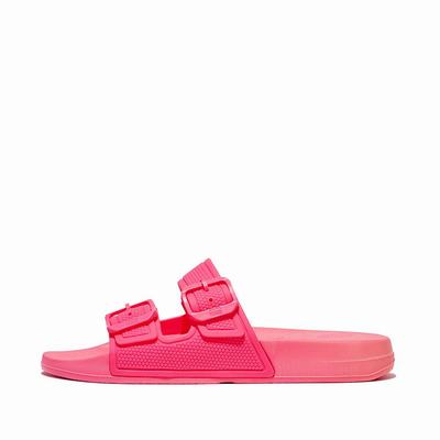 Klapki Fitflop IQUSHION Two-Bar Buckle Slides Damskie Różowe | Polska-79410