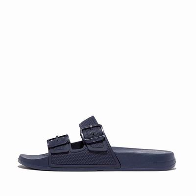 Klapki Fitflop IQUSHION Two-Bar Buckle Slides Damskie Granatowe | Polska-95834