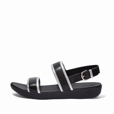 Sandały Fitflop BARRA Metallic Back-Strap Damskie Czarne | Polska-15374