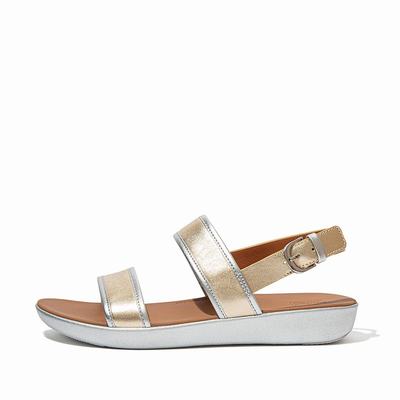 Sandały Fitflop BARRA Metallic Back-Strap Damskie Brązowe Złote | Polska-32860