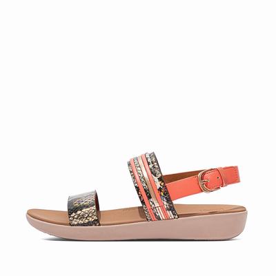 Sandały Fitflop BARRA Snake Bangle Leather Back-Strap Damskie Koralowe Różowe | Polska-93854