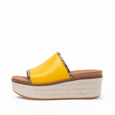 Sandały Fitflop ELOISE Snake Trim Espadrille Slides Damskie Pomarańczowe Żółte | Polska-05243