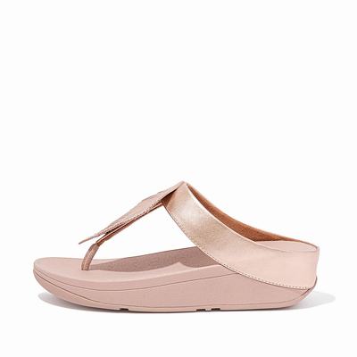 Sandały Fitflop FINO Feather Metallic Toe-Post Damskie Różowe Złote | Polska-43617