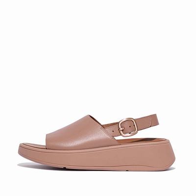 Sandały Fitflop F-MODE Leather Flatform Back-Strap Damskie Beżowe | Polska-17362