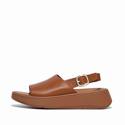 Sandały Fitflop F-MODE Leather Flatform Back-Strap Damskie Głęboka Brązowe | Polska-30128