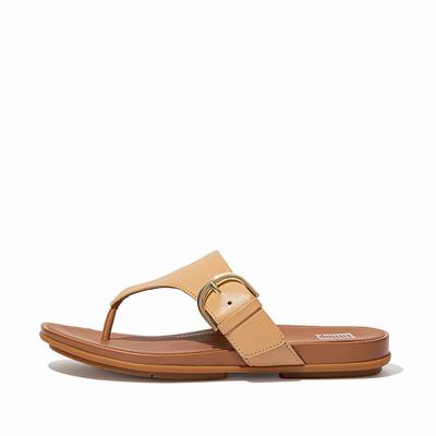 Sandały Fitflop GRACIE Buckle Leather Toe-Post Damskie Brązowe | Polska-25014