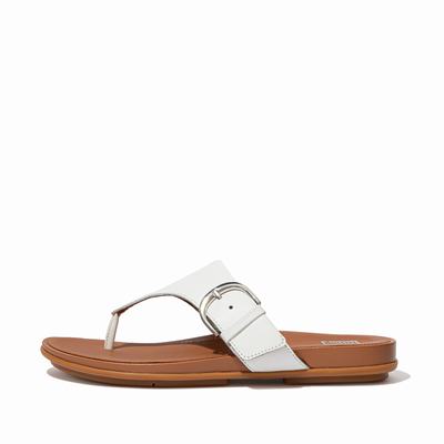 Sandały Fitflop GRACIE Buckle Leather Toe-Post Damskie Białe | Polska-27146