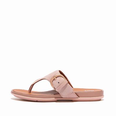 Sandały Fitflop GRACIE Buckle Suede Toe-Post Damskie Beżowe | Polska-83274