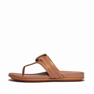 Sandały Fitflop GRACIE Circlet Leather Toe-Post Damskie Brązowe | Polska-87124