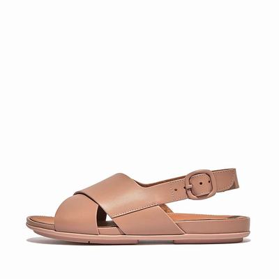 Sandały Fitflop GRACIE Leather Crisscross Damskie Beżowe | Polska-69713