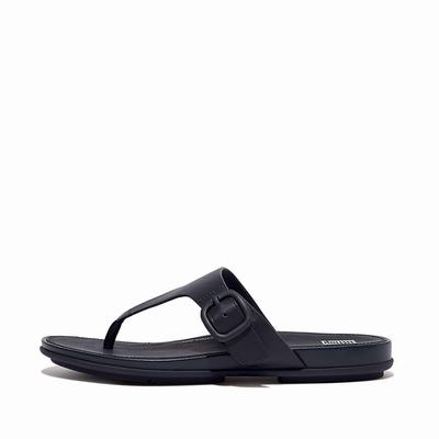 Sandały Fitflop GRACIE Matt-Buckle Leather Toe-Post Damskie Granatowe | Polska-18539