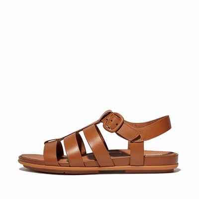 Sandały Fitflop GRACIE Matt-Buckle Leather Fisherman Damskie Głęboka Brązowe | Polska-36819