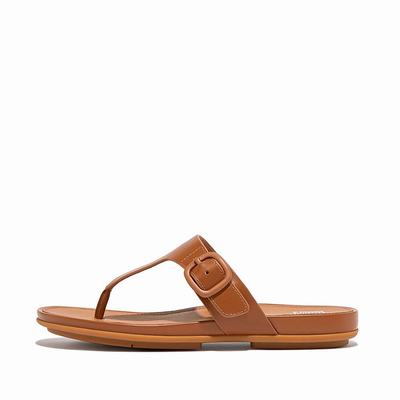 Sandały Fitflop GRACIE Matt-Buckle Leather Toe-Post Damskie Brązowe | Polska-45296