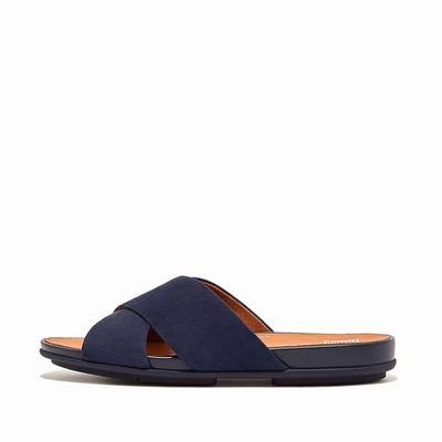 Sandały Fitflop GRACIE Suede Cross Damskie Granatowe | Polska-03459