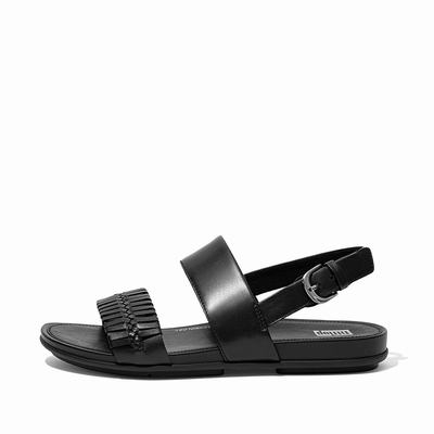 Sandały Fitflop GRACIE Wrapped Weave Back-Strap Damskie Czarne | Polska-76185