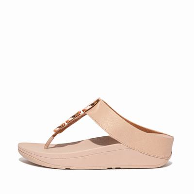 Sandały Fitflop HALO Shimmer Toe-Post Damskie Beżowe | Polska-56784