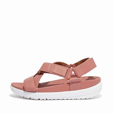 Sandały Fitflop LOOSH Leather Cross-Strap Damskie Różowe | Polska-79314