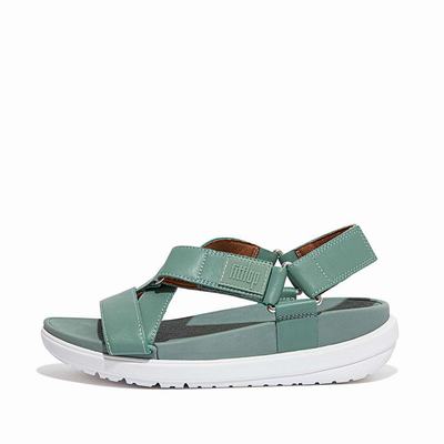 Sandały Fitflop LOOSH Leather Cross-Strap Damskie Zielone | Polska-80296