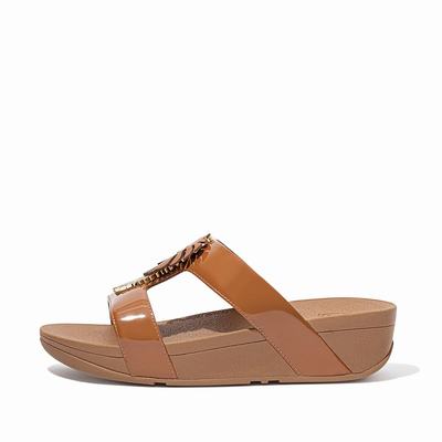 Sandały Fitflop LOTTIE Jungle Leaf Lakierowana Slides Damskie Głęboka Brązowe | Polska-85796