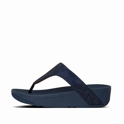 Sandały Fitflop LOTTIE Shimmercrystal Toe-Post Damskie Granatowe | Polska-50678