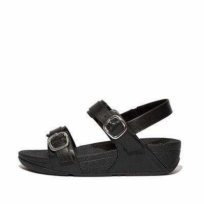 Sandały Fitflop LULU Adjustable Leather Damskie Czarne | Polska-01293