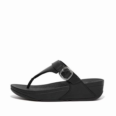 Sandały Fitflop LULU Adjustable Leather Toe-Posts Damskie Czarne | Polska-24835