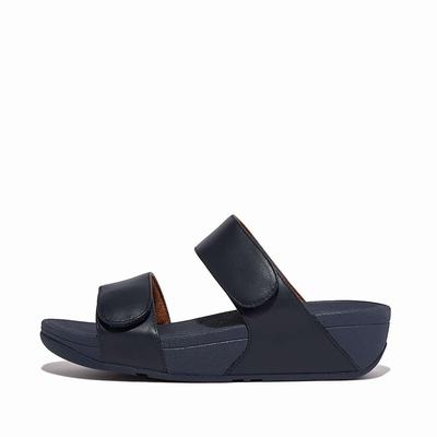 Sandały Fitflop LULU Adjustable Leather Slides Damskie Granatowe | Polska-51038