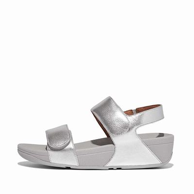 Sandały Fitflop LULU Adjustable Leather Damskie Srebrne | Polska-81347