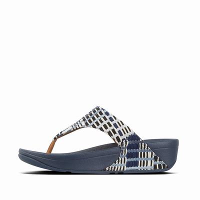 Sandały Fitflop LULU Art Denim Toe-Post Damskie Granatowe Białe | Polska-34062