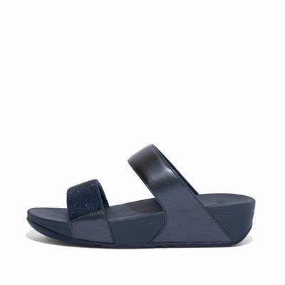 Sandały Fitflop LULU Crystal Slides Damskie Granatowe | Polska-29657