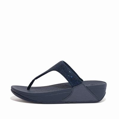 Sandały Fitflop LULU Crystal Toe-Post Damskie Granatowe | Polska-08197