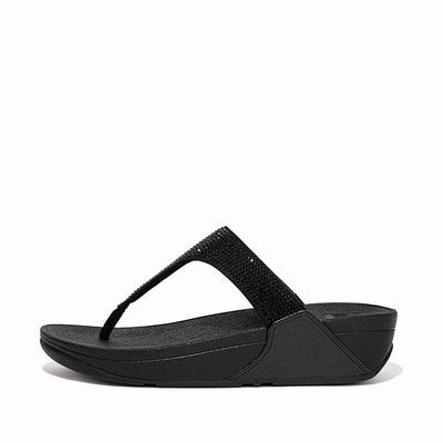 Sandały Fitflop LULU Crystal Toe-Post Damskie Czarne | Polska-27498