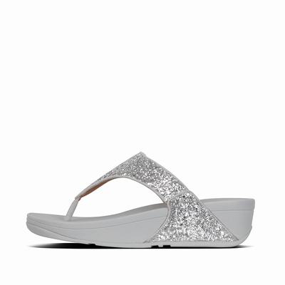 Sandały Fitflop LULU Glitter Toe-Post Damskie Srebrne | Polska-32516