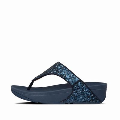 Sandały Fitflop LULU Glitter Toe-Post Damskie Granatowe | Polska-63701