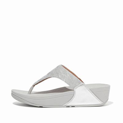 Sandały Fitflop LULU Glitz Toe-Post Damskie Srebrne | Polska-75402