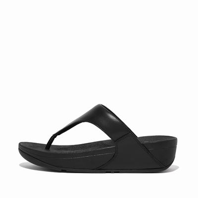 Sandały Fitflop LULU Leather Toe-Post Damskie Czarne | Polska-83406